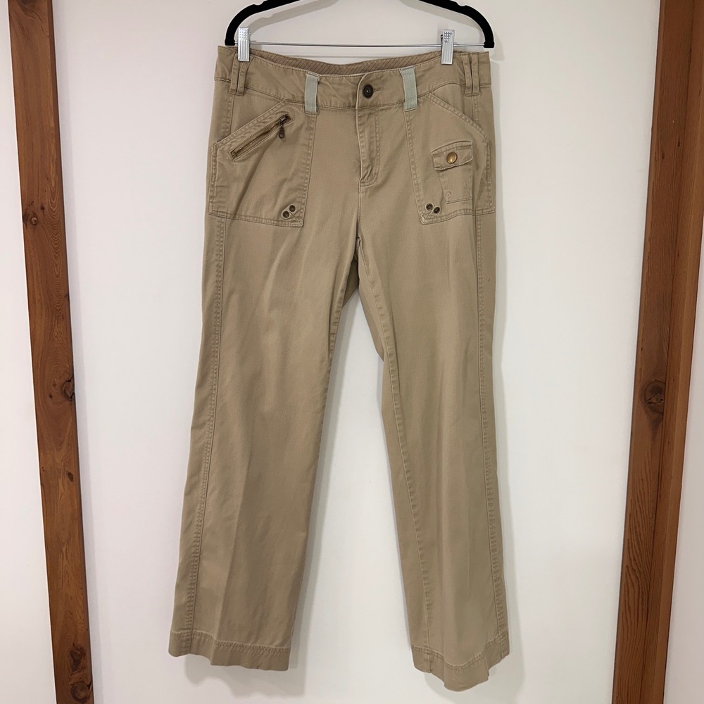 Christopher & Banks Cargo Straight Leg Pants Women 12 Khaki Utility | Gorpcore